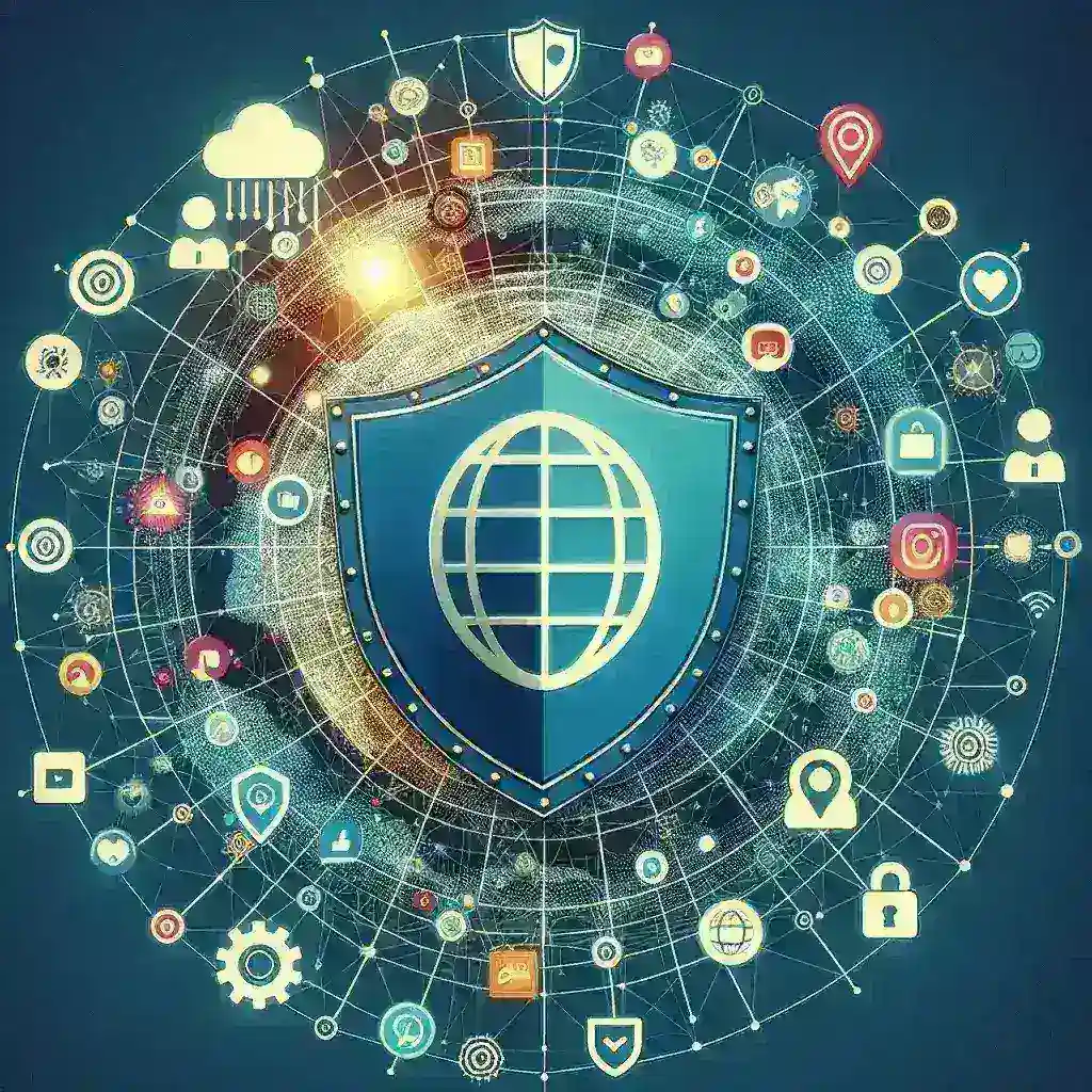 "Person using a laptop with a VPN application open, browsing restricted social media platforms safely and securely, illustrating the benefits of top VPNs for online privacy and access."