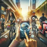 "Lyft monthly subscription pass graphic featuring rideshare cars, electric bikes, and scooters, highlighting the convenience and versatility of Lyft's new service in urban transportation."